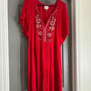 Knox Rose Red Floral Embroidered Shorts Dress